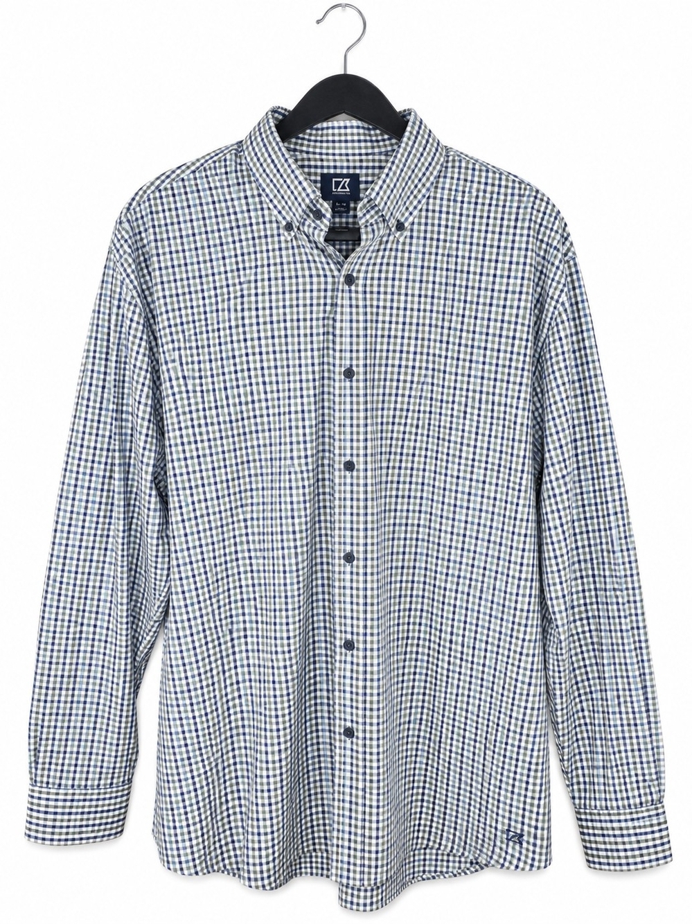 Cutter & Buck Men’s XL Blue Green Plaid Stretch Button Down Shirt